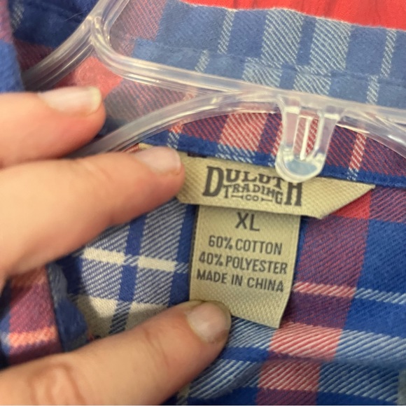 Duluth Trading plaid flannel tunic shirt in muted blue/wht/pink-Woman’s XL - Picture 8 of 11
